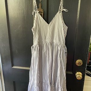 Navy/Grey and white striped maxi dress